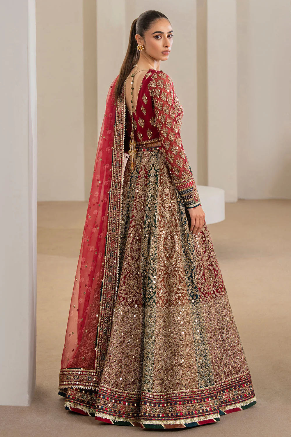 Pakistani Luxury wedding embroidered semi pure chiffon maxi