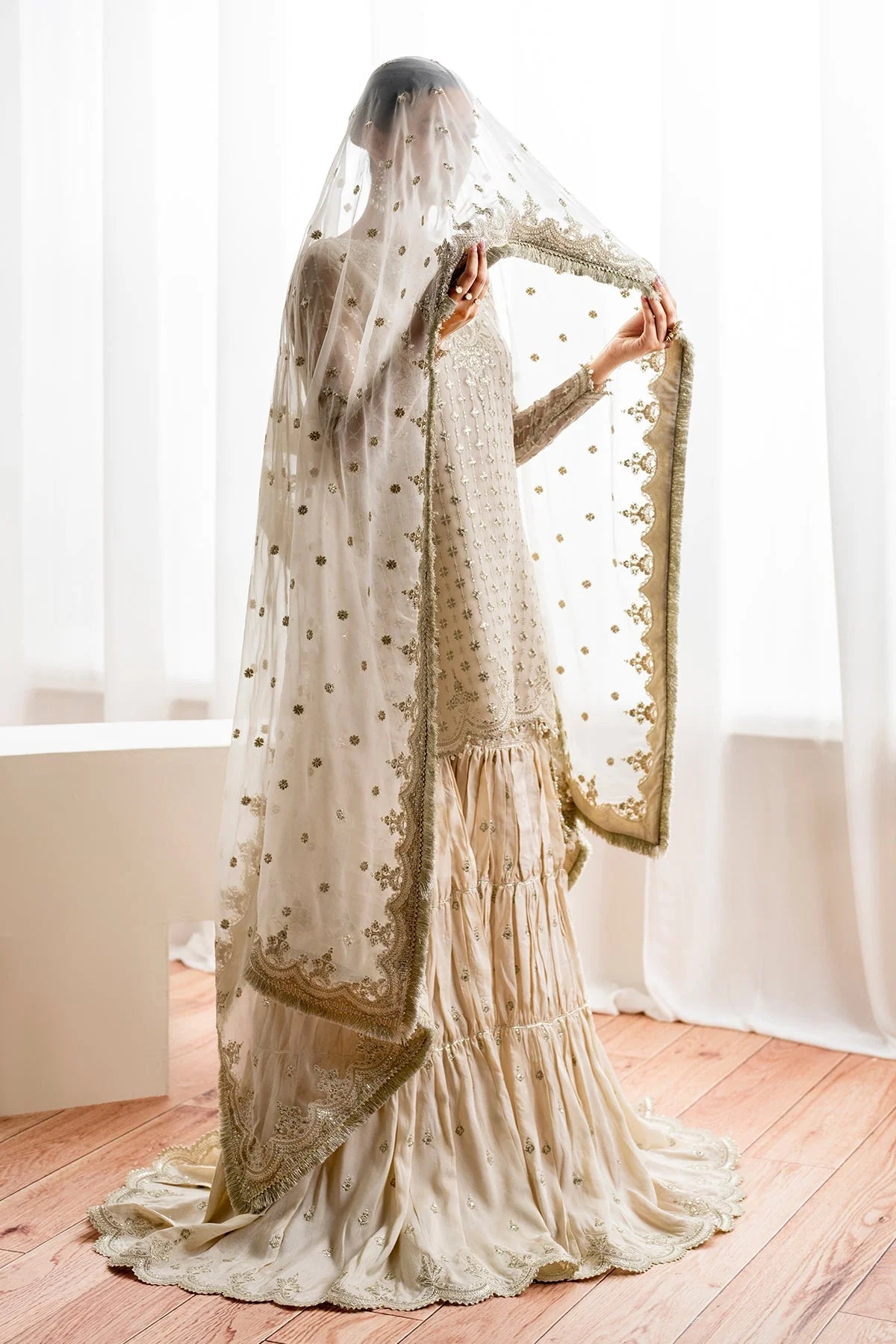 Pakistani Chiffon Embroidered Dress Made On Custom Order