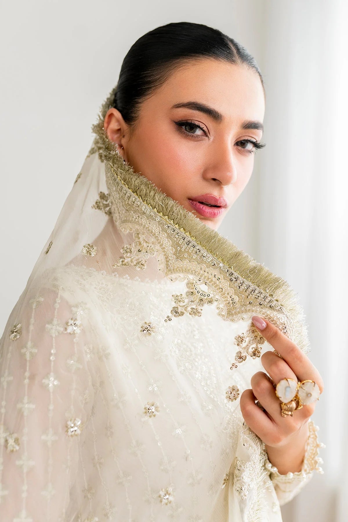 Pakistani Chiffon Embroidered Dress Made On Custom Order