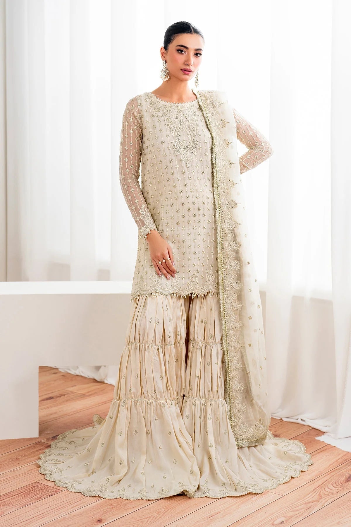 Pakistani Chiffon Embroidered Dress Made On Custom Order