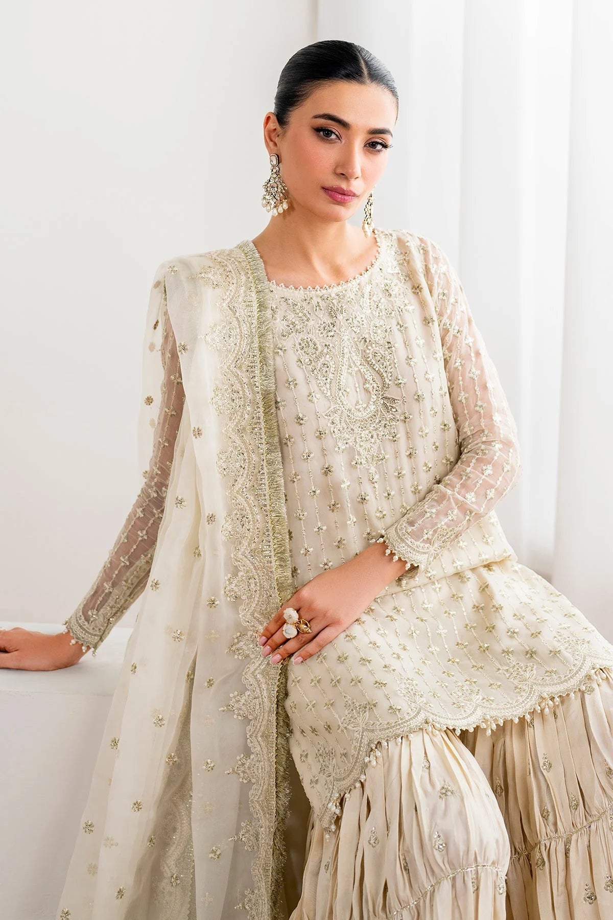 Pakistani Chiffon Embroidered Dress Made On Custom Order
