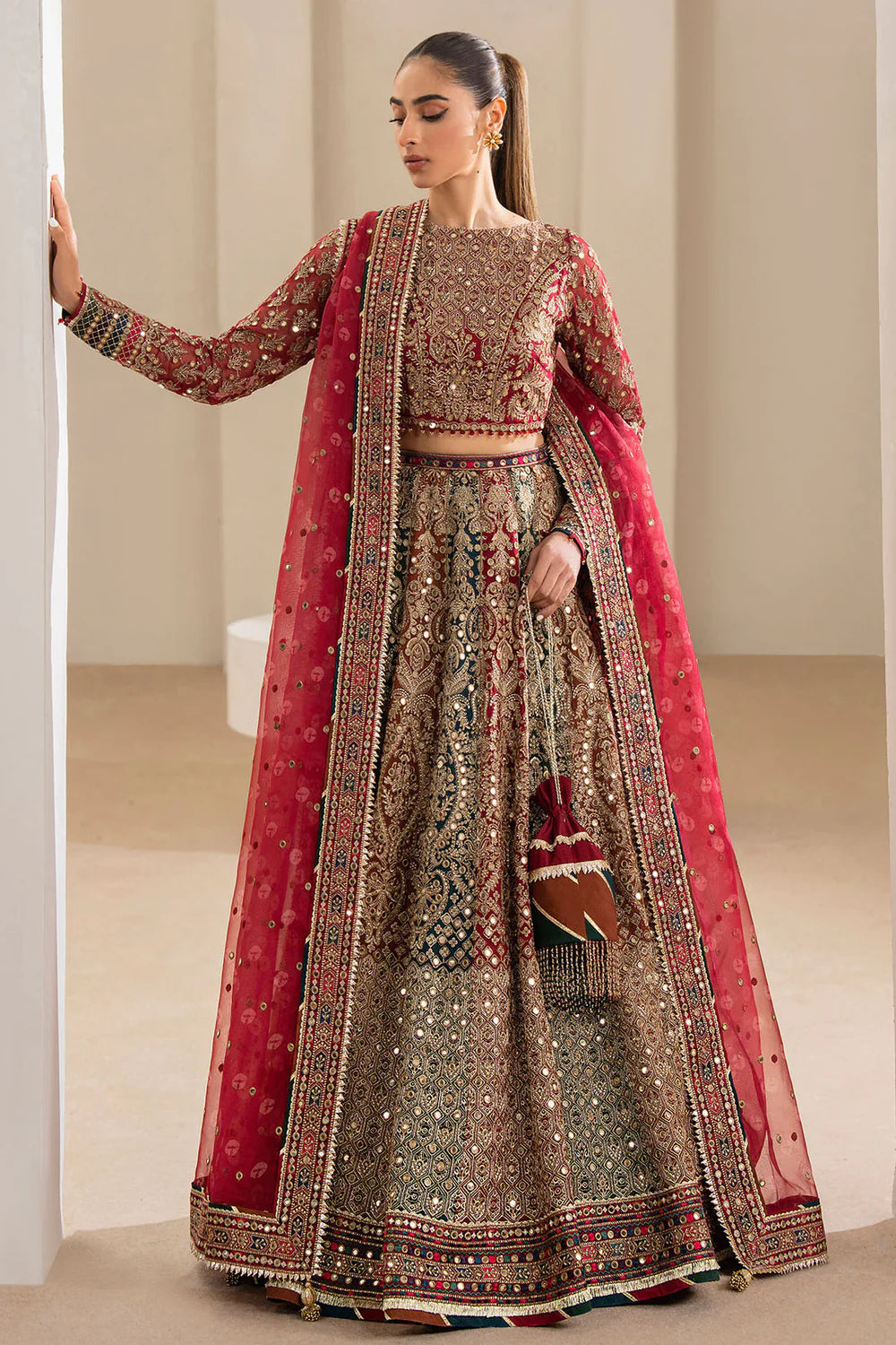 Pakistani Luxury wedding embroidered semi pure chiffon maxi