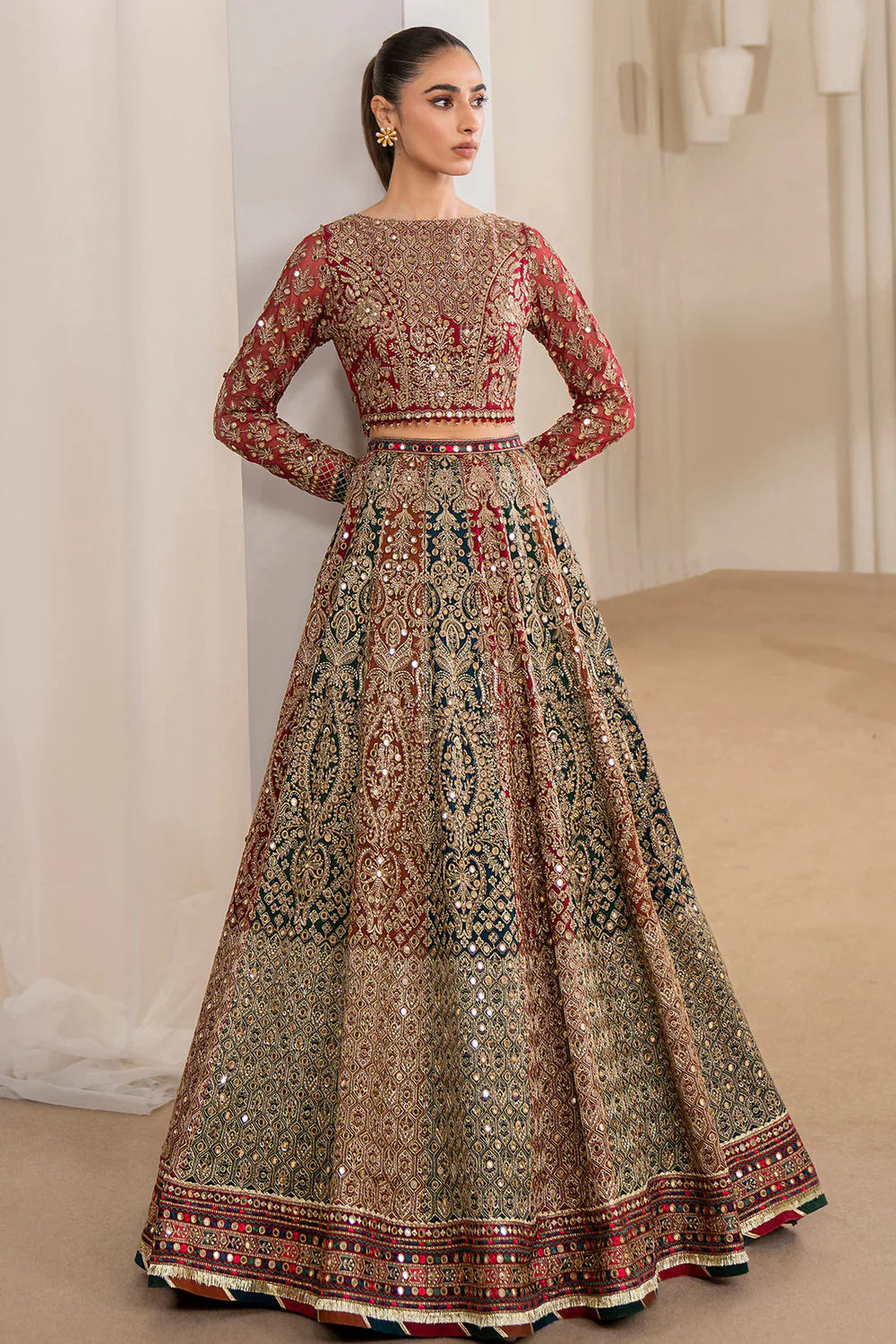 Pakistani Luxury wedding embroidered semi pure chiffon maxi
