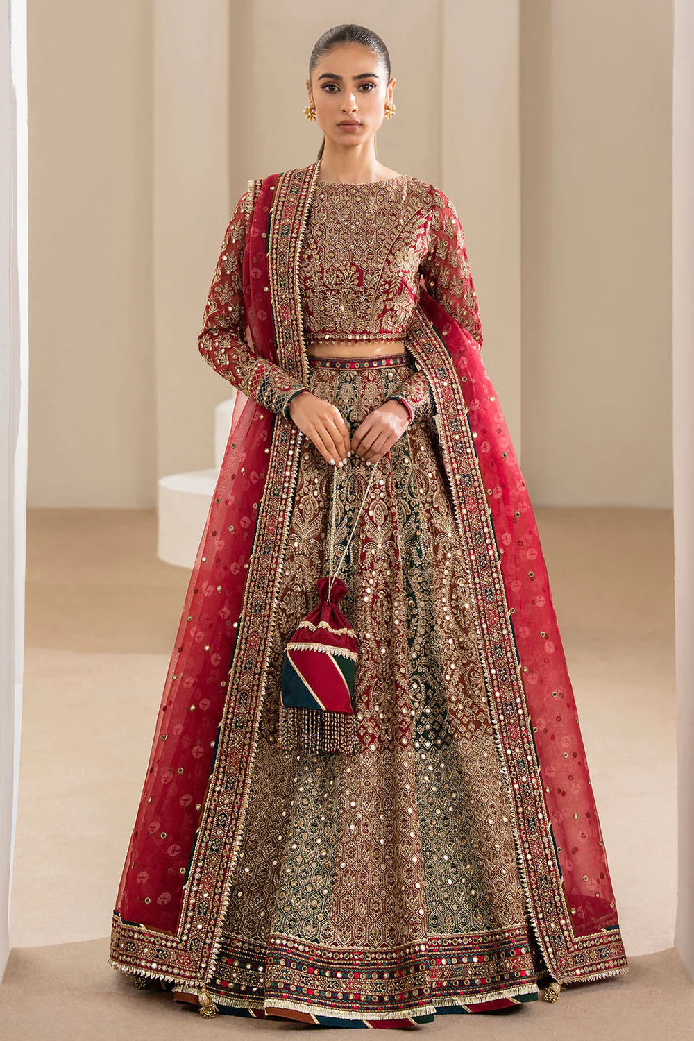 Pakistani Luxury wedding embroidered semi pure chiffon maxi