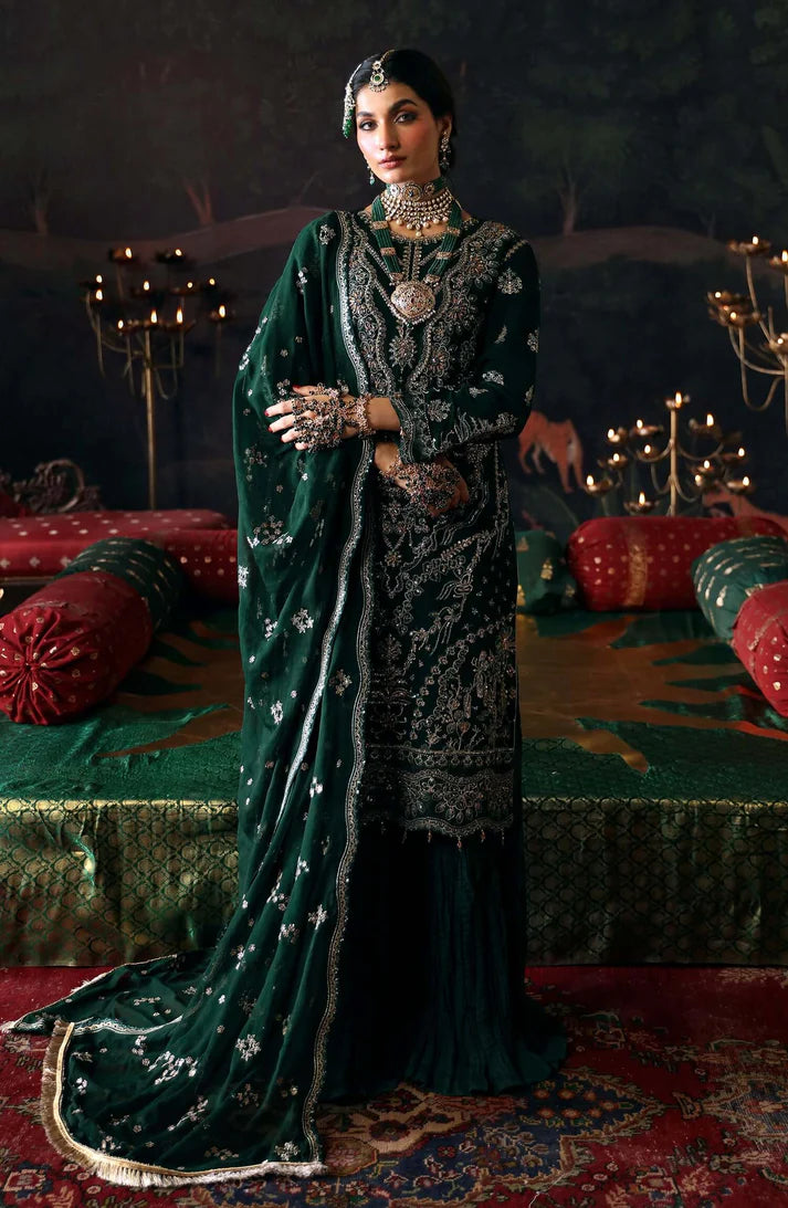 Emaan Adeel – Designer Embroidered Chiffon Dress Made On Custom Order