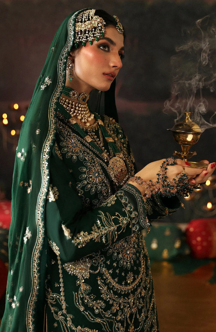 Emaan Adeel – Designer Embroidered Chiffon Dress Made On Custom Order