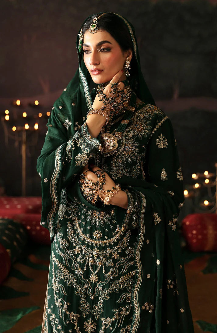 Emaan Adeel – Designer Embroidered Chiffon Dress Made On Custom Order