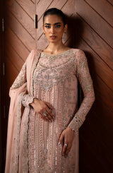 Emaan Adeel – Designer Embroidered Chiffon Dress Made On Custom Order