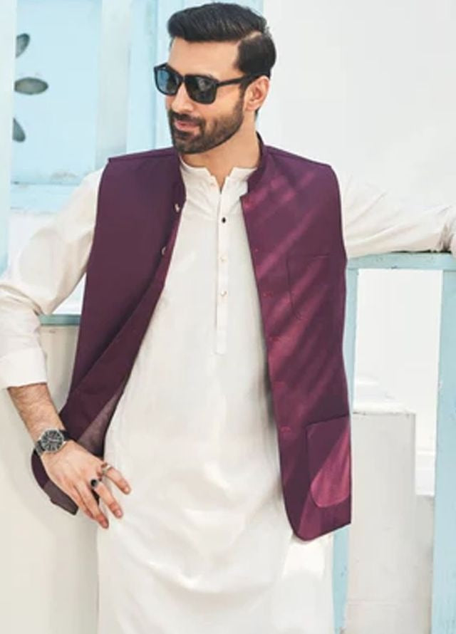 Muraqsh Plain Blended 3 Piece Suit