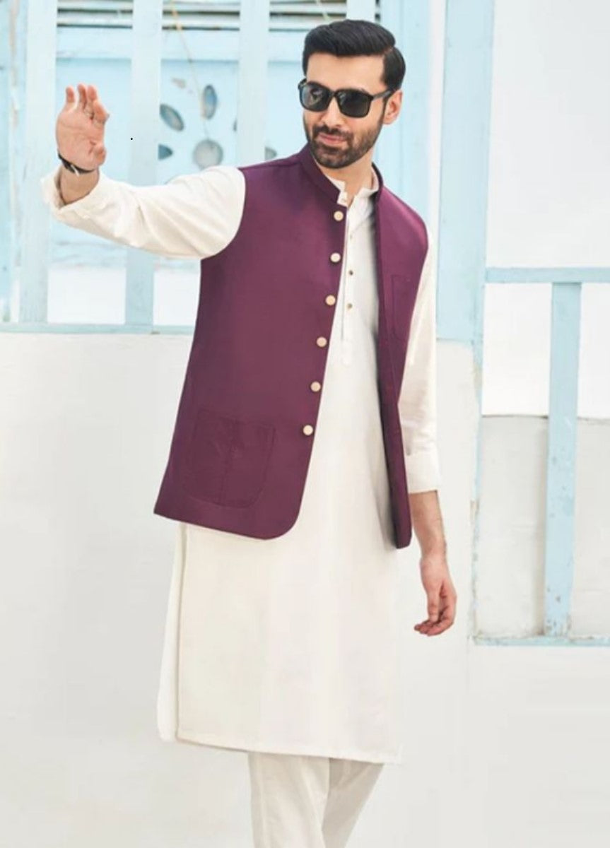 Muraqsh Plain Blended 3 Piece Suit