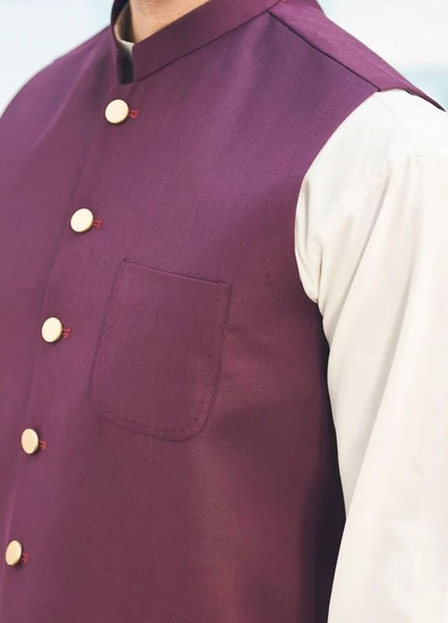 Muraqsh Plain Blended 3 Piece Suit