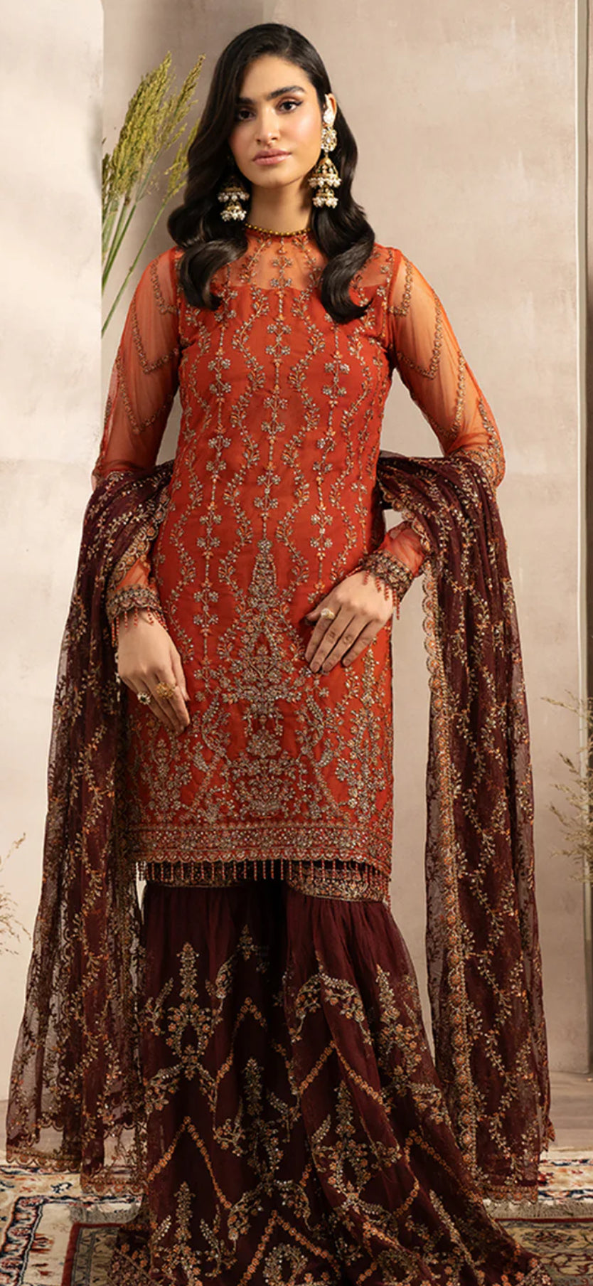 Pakistani dress salwar kameez chiffon embroidered Zarif original made on custom order