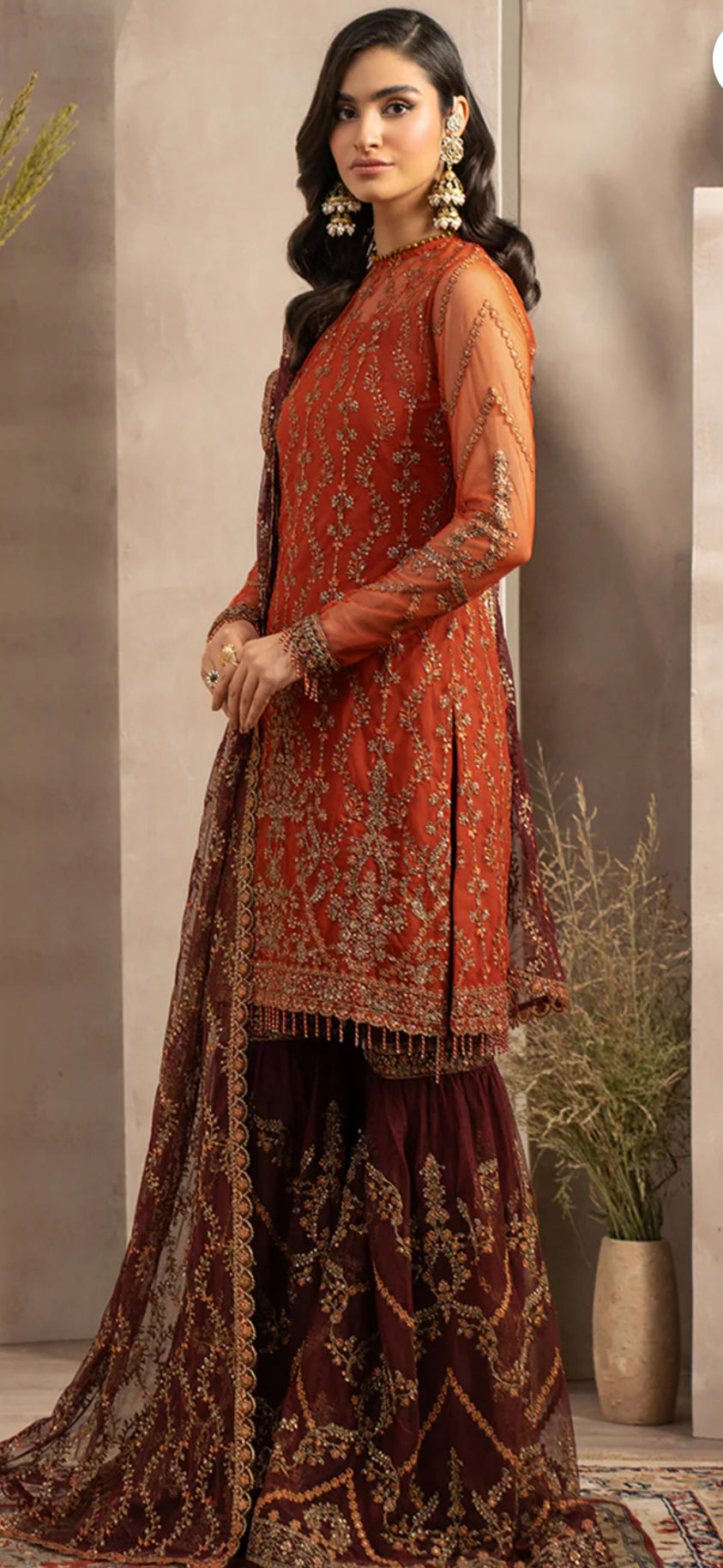 Pakistani dress salwar kameez chiffon embroidered Zarif original made on custom order