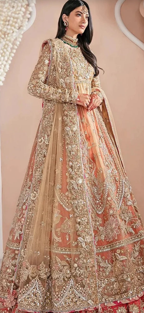 Pakistani Dress Net Embroidered Dress Made On Custom Order