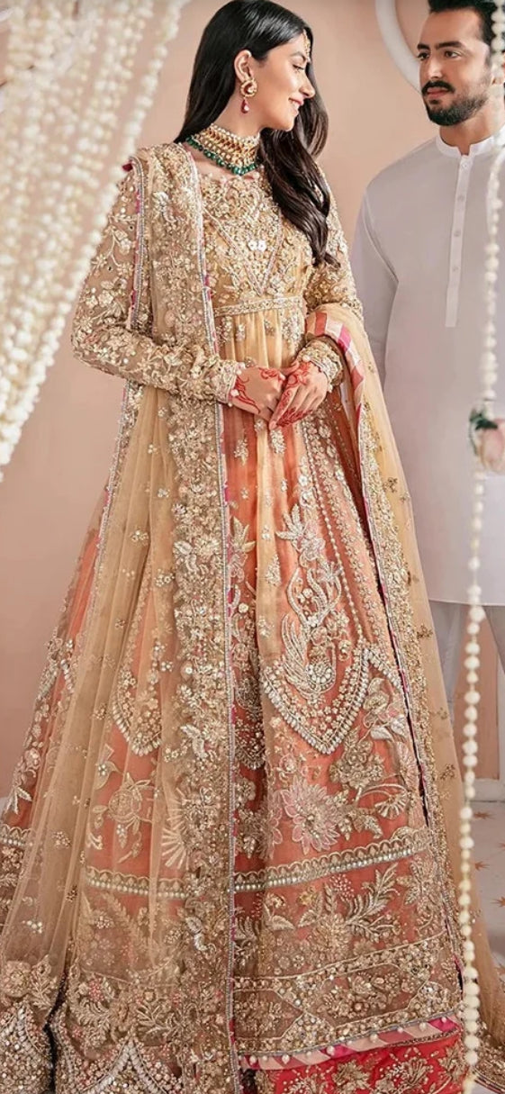 Pakistani Dress Net Embroidered Dress Made On Custom Order