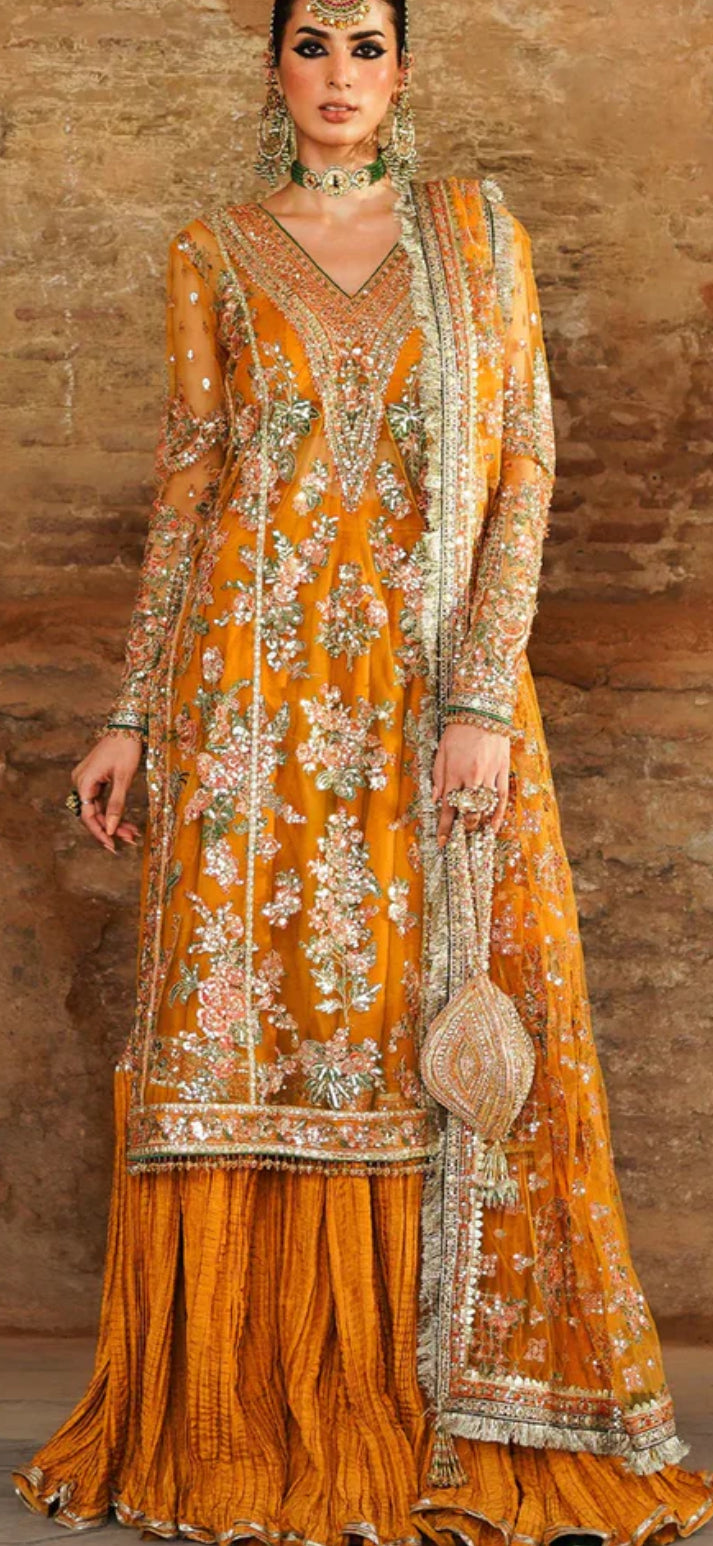 Pakistani Dress Net Embroidered Dress Made On Custom Order