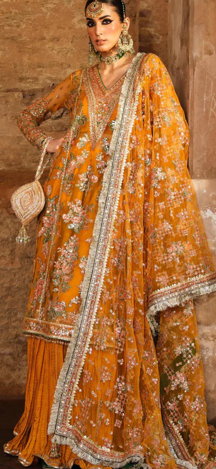 Pakistani Dress Net Embroidered Dress Made On Custom Order