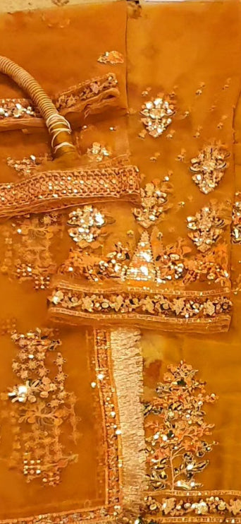 Pakistani Dress Net Embroidered Dress Made On Custom Order