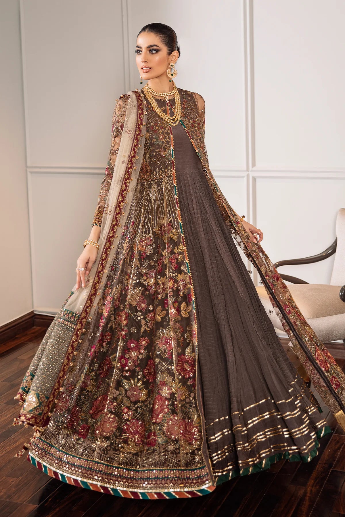 Pakistani Embroidered Net Party Wear Dress