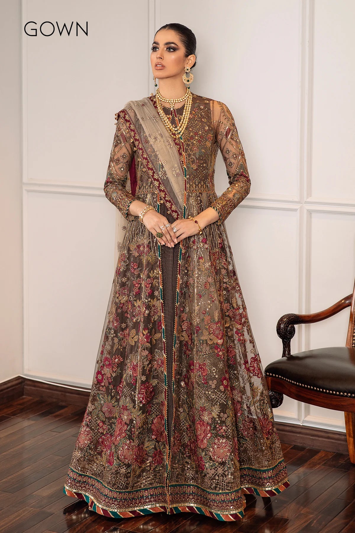 Pakistani Embroidered Net Party Wear Dress