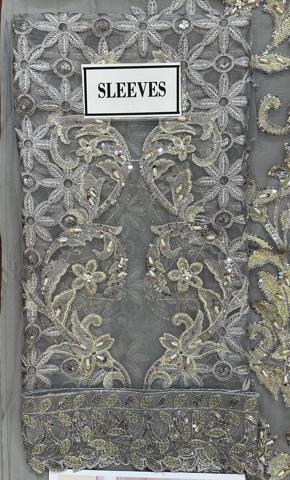 Pakistani Steel Grey Embroidered Organza Dress