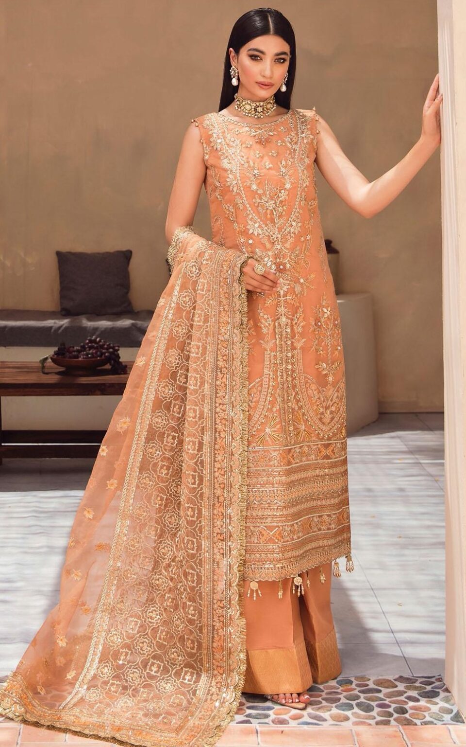 Pakistani Wedding Embroidered Dress Made On Custom Order